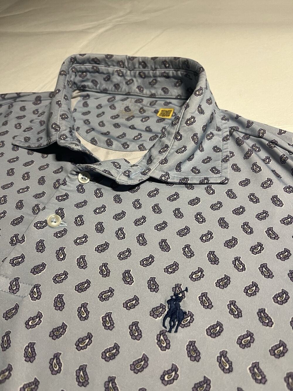 Polo Ralph Lauren Men’s M Paisley Performance Polo Blue Pony Golf Shirt